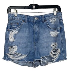 🥑5/$25 Topshop Moto Mom Jean Shorts Distressed Size 6